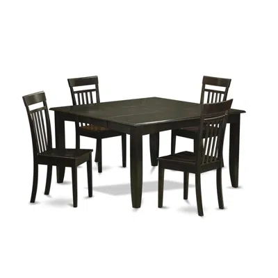 East West Furniture 5 Pc Dining Room Set-dinette Table With Leaf And 4 Dinette Chairs. In Brown