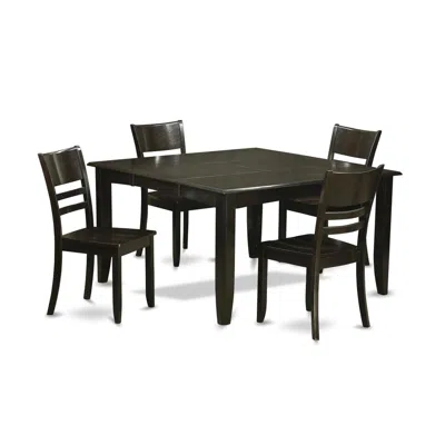East West Furniture 5 Pc Dining Room Set-dinette Table With Leaf And 4 Kitchen Chairs. In Black