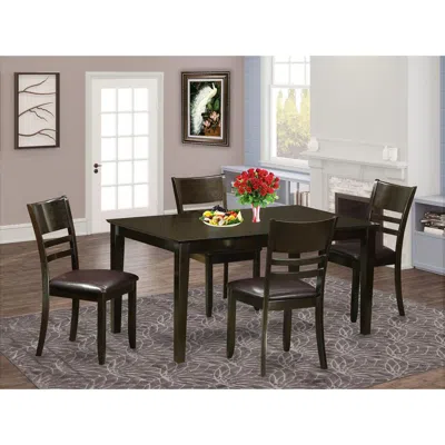 East West Furniture 5 Pc Dining Room Set-dining Table And 4 Chairs For Dining Room In Brown