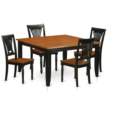 East West Furniture 5 Pc Dining Room Set-dining Table And 4 Wood Dining Chairs In Black
