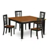East West Furniture 5 Pc Dining Room Set-dining Table And 4 Wooden Dining Chairs In Brown