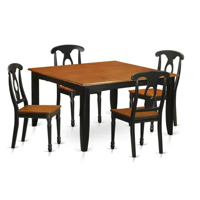 East West Furniture 5 Pc Dining Room Set-dining Table And 4 Wooden Dining Chairs In Brown