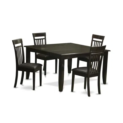 East West Furniture 5 Pc Dining Room Set For 4-dinette Table With Leaf And 4 Dinette Chairs. In Black