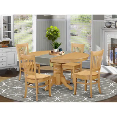 East West Furniture 5 Pc Dining Room Set For 4-dinette Table With Leaf And 4 Dinette Chairs. In Brown