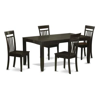 East West Furniture 5 Pc Dining Room Set For 4-dining Table With Leaf And 4 Dining Chairs In Black