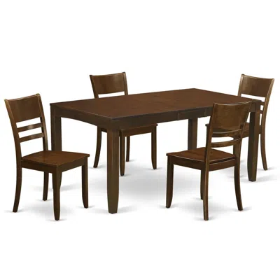 East West Furniture 5 Pc Dining Room Set For 4-dining Table With Leaf And 4 Kitchen Chairs