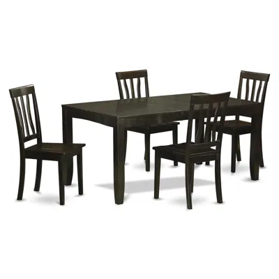 East West Furniture 5 Pc Dining Room Set For 4-dining Table With Leaf And 4 Kitchen Chairs. In Brown