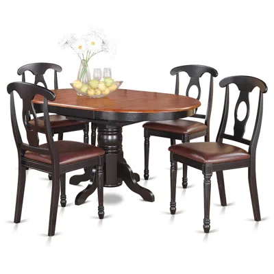 East West Furniture 5 Pc Dining Room Set For 4-oval Dining Table And 4 Dining Chairs. In Brown