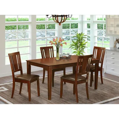 East West Furniture 5 Pc Dining Room Set For 4 Set-dining Table And 4 Dining Chairs In Brown