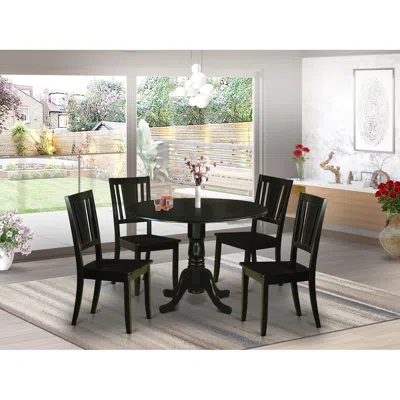 East West Furniture 5 Pc Dining Room Set For 4-small Kitchen Table And 4 Kitchen Chairs In Brown