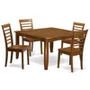 East West Furniture 5 Pc Dining Room Set For 4-square Dining Table With Leaf And 4 Dining Chairs. In Brown