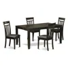 East West Furniture 5 Pc Dining Room Set For 4-table With Leaf And 4 Dining Chairs In Black