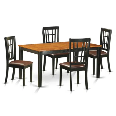East West Furniture 5 Pc Dining Room Set For 4-table With Leaf And 4 Kitchen Dining Chairs In Brown