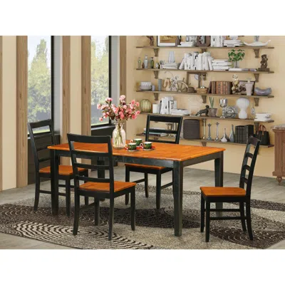 East West Furniture 5 Pc Dining Room Set For 4-table With Leaf And 4 Wood Kitchen Dining Chairs In Black