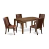 East West Furniture 5-pc Dining Room Set Includes 1 Rectangular Dining Table And 4 Brown Linen Fabric Kitchen Chairs In Brown