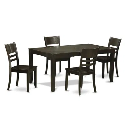 East West Furniture 5 Pc Dining Room Set-kitchen Tables With Leaf And 4 Chairs For Dining Room In Black
