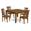 East West Furniture 5 Pc Dining Room Set-square Gathering Table With Leaf And 4 Dining Chairs