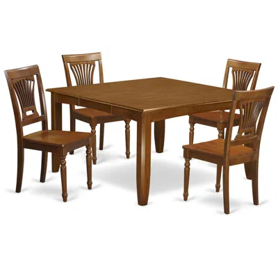 East West Furniture 5 Pc Dining Room Set-square Table That Has An Leaf And 4 Dining Chairs