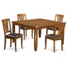 East West Furniture 5 Pc Dining Room Set-square Table With Leaf And 4 Dining Chairs In Brown