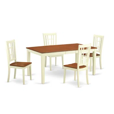 East West Furniture 5 Pc Dining Room Set-table With Leaf 4 Chairs For Dining Room In Multi
