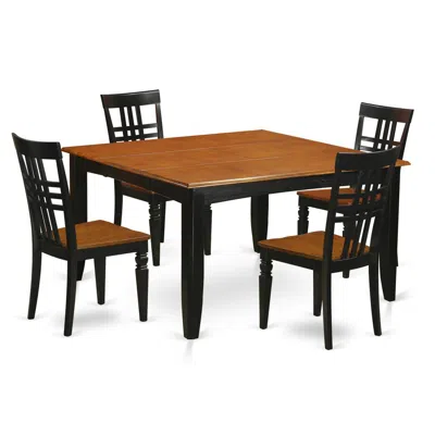 East West Furniture 5 Pc Dining Room Set With A Dining Table And 4 Kitchen Chairs In Black And Cherry In Brown