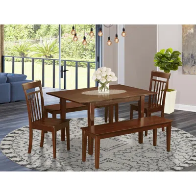 East West Furniture 5 Pc Dining Room Set With Bench -table With 2 Dining Chairs And 2 Benches