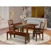 East West Furniture 5 Pc Dining Room Set With Bench -table With 2 Dining Table Chairs And 2 Benches In Brown