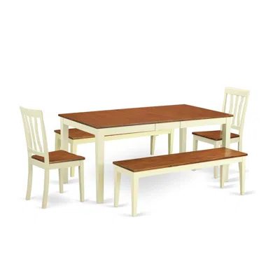East West Furniture 5 Pc Dining Room Set With Bench-kitchen Tables And 2 Dining Chairs Plus 2 Bench