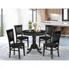 East West Furniture 5-pc Dining Room Table Set- 4 Dining Room Chairs And Dining Room Table - Wooden Seat And Slatted Cha
