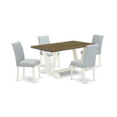 East West Furniture 5-pc Dining Room Table Set In Gray