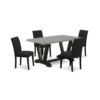 East West Furniture 5-pc Dining Room Table Set In Black