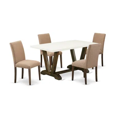 East West Furniture 5-pc Dining Room Table Set Includes In Brown