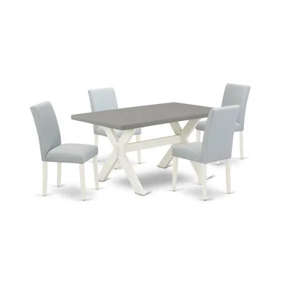 East West Furniture 5-pc Dining Room Table Set Includes 4 Dining Chairs With Upholstered Seat And High Back And A Rectan In Gray