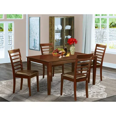 East West Furniture 5 Pc Dining Set-dining Table And 4 Chairs In Brown