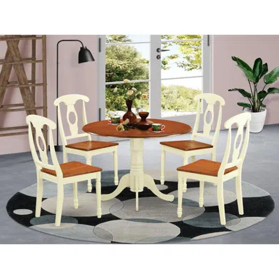East West Furniture 5 Pc Dining Set-dining Table And 4 Dining Chairs In Blue