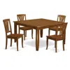 East West Furniture 5 Pc Dining Set-dining Table With Leaf And 4 Dinette Chairs. In Brown