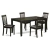 East West Furniture 5 Pc Dining Set-dining Table With Leaf And 4 Dining Chairs In Black