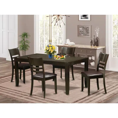 East West Furniture 5 Pc Dining Set-table Table With Leaf And 4 Dining Chairs In Brown