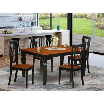 East West Furniture 5 Pc Dining Set With A Dinning Table And 4 Wood Kitchen Chairs In Black
