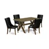 East West Furniture 5 Pc Dining Table Set - 4 Black Pu Leather Upholstered Dining Chairs With Nail Heads And Rectangular In Black