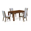 East West Furniture 5-pc Dining Table Set- 4 Parson Chairs With Grey Linen Fabric Seat And Stylish Chair Back - Rectangu In Brown
