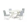 East West Furniture 5-pc Dining Table Set Includes 4 Parson Dining Chairs With Upholstered Seat And High Back And A Rect In Blue