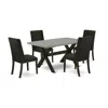 East West Furniture 5-pc Dining Table Set Included 4 Dining Chair Upholstered Nails Head Seat And Stylish Chair Back And