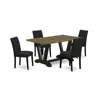 East West Furniture 5-pc Dining Table Set Includes 4 Dining Room Chairs With Upholstered Seat And High Back And A Rectan