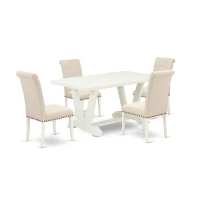 East West Furniture 5-pc Dining Table Set In Neutral