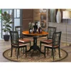 East West Furniture 5 Pc Dining Table With 4 Leather Chairs In Black And Cherry