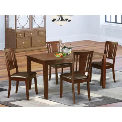 East West Furniture 5 Pc Formal Dining Room Set-table And 4 Chairs For Dining Room In Brown