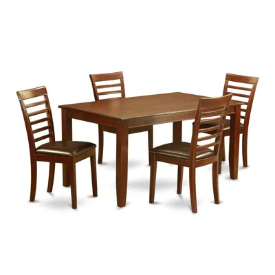 East West Furniture 5 Pc Formal Table Set For 4 - Dining Table With 4 Dining Chairs In Brown