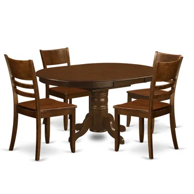 East West Furniture 5 Pc Kenley Dinette Table With A Leaf And 4 Wood Seat Chairs
