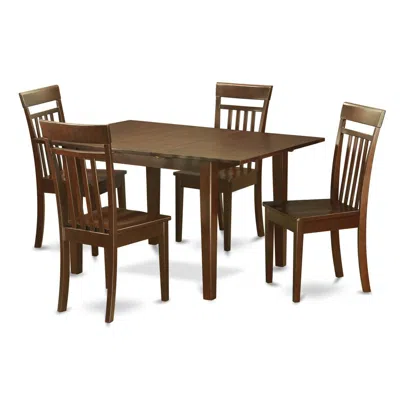 East West Furniture 5 Pc Kitchen Dinette Set-breakfast Nook And 4 Chairs For Dining Room In Brown